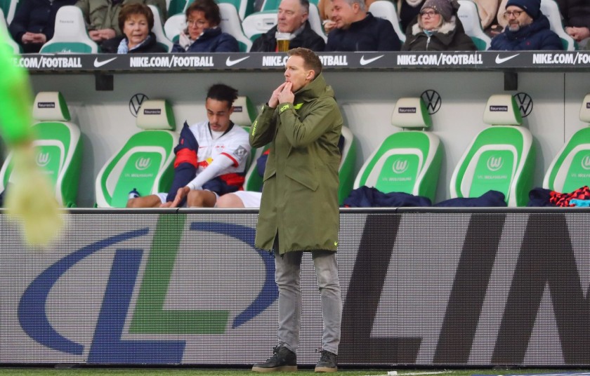 Wolfsburg, 07.03.2020, Volkswagen Arena, Fussball, DFL, Bundesliga,
VfL Wolfsbusg vs. RB Leipzig ,
Im Bildainel Julian Nagelsmann (RB (RB Leipzig) ,
DFL reguons ons prohibit use of photographs as image sequences and/ond/or quasi-video. ,
Foto: PICTURE POINT / Roger Petzsche ,
VER#1FENTLINTLICHIST RARPRARPFLICHTIG, zuzgl. MWST. 3
#13;IBAN: DE46 8609 5604 0307 2390 00, Volksbank Leip