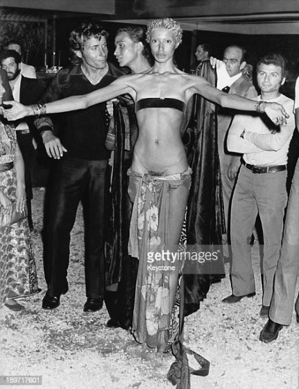American model and actress Donyale Luna (1945 – 1979) appears scantily-dressed at the David di Donatello film awards, held at the Terme di Caracalla (Baths of Caracalla) in Rome, 29th June 1971. (Photo by Keystone/Hulton Archive/Getty Images)